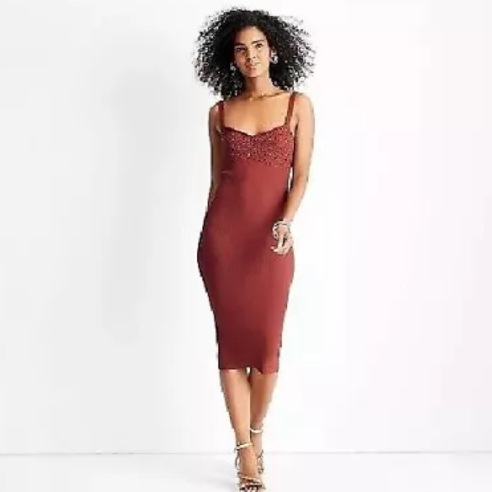 Women's Sweetheart Stitch Midi Dress Future Collective with Jenny Brown M NWT